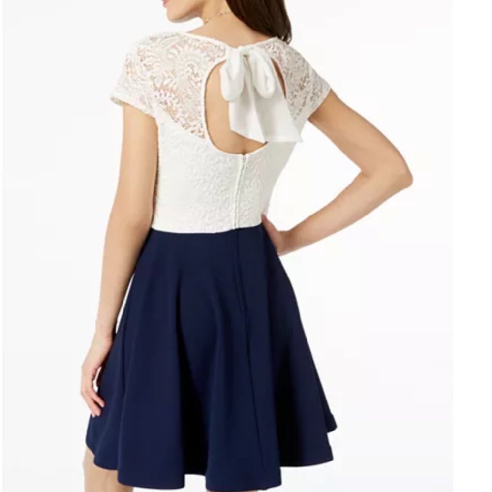 Juniors navy and white lace dress - Picture 2 of 3